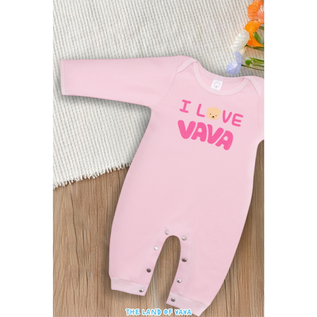 Thelandofvava VNXB202608 สีชมพู ชุดบอดี้สูทเด็กอ่อน ALPHABET ลิขสิทธิ์แท้จาก vava