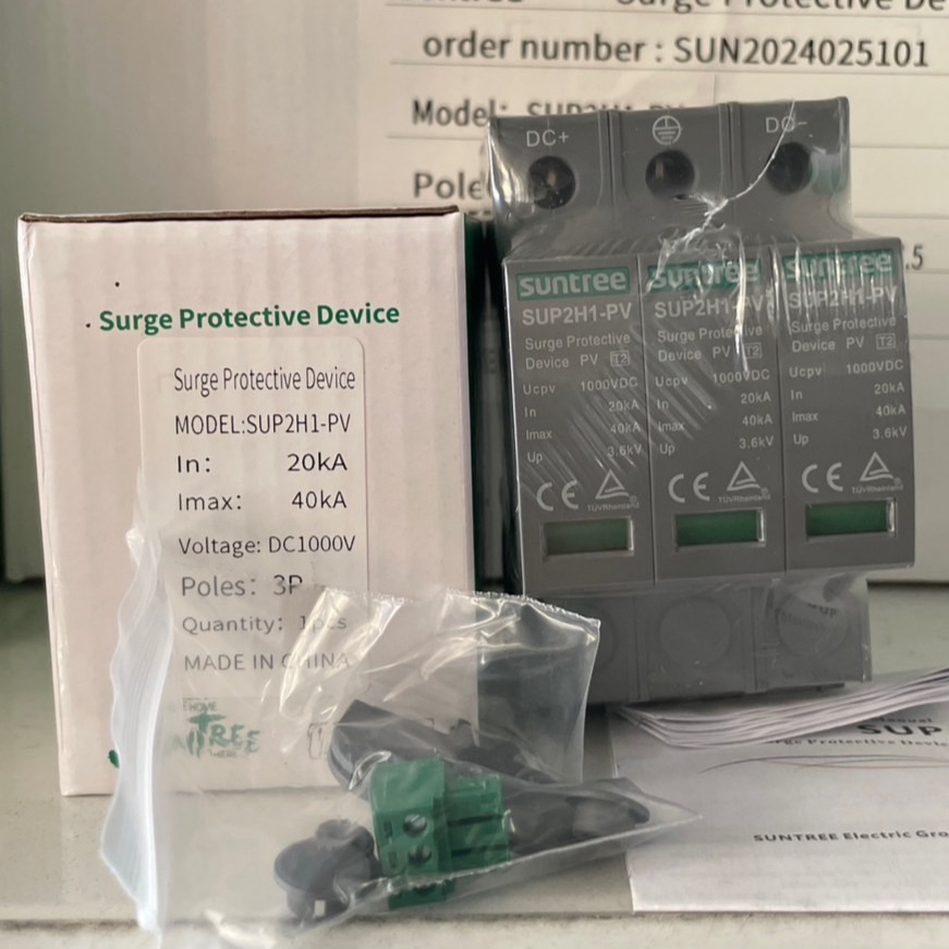 PC-SUP1-40P3DC DC SPD 3P 1000V 20-40KA (สีเทา) Brand Suntree