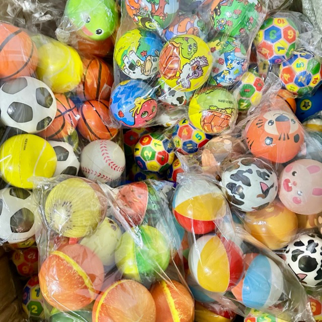 ลูกบอล บีบ คละลาย หลายสี ขนาด 63 mm. ลายบอล การ์ตูน บอลคลายเครียด บริหารมือ Stress Ball กำมือ บอลบำบัด
