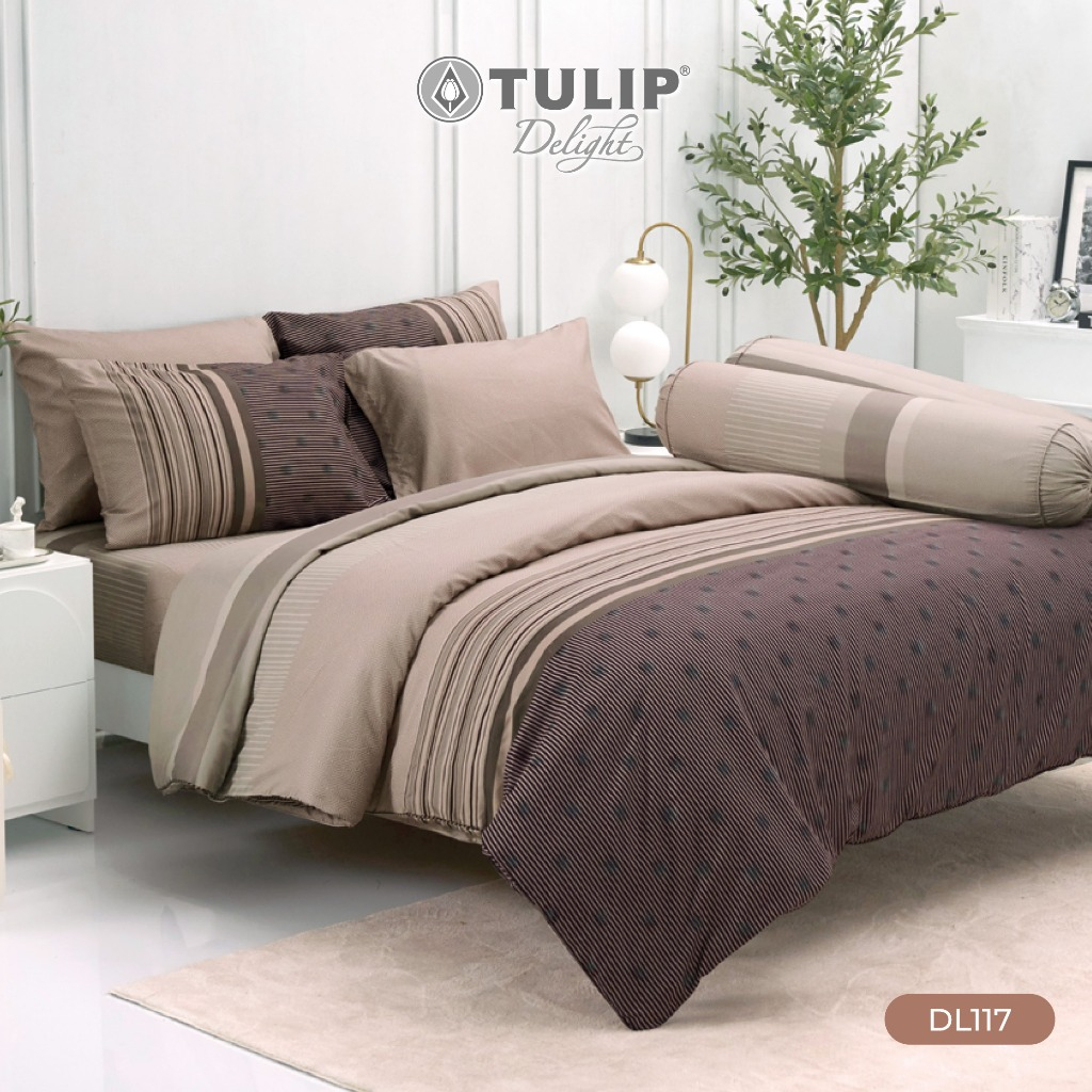 TULIP รุ่นTULIP Delight พิมพ์ลาย DL117 โทนสีละมุนตาในสไตล์ที่เป็นคุณ ชุดเครื่องนอน ผ้าปูที่นอน ผ้าห่