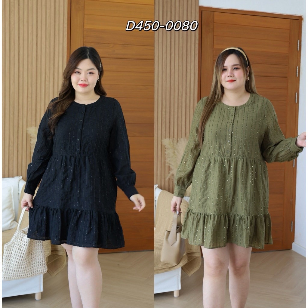 D450-0080 มินิเดรส ปักเลื่อม มีซับใน มินิเดรสสาวอวบพลัสไซส์ งานตัดป้ายมือ 1 *รบกวนอ่านรายละเอียดก่อนสั่งซื้อนะคะ