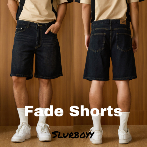 SLURBOYY Fade Shorts Denim กางเกงยีนส์ขาสั้นเฟด ปลายขากว้าง (P0053)