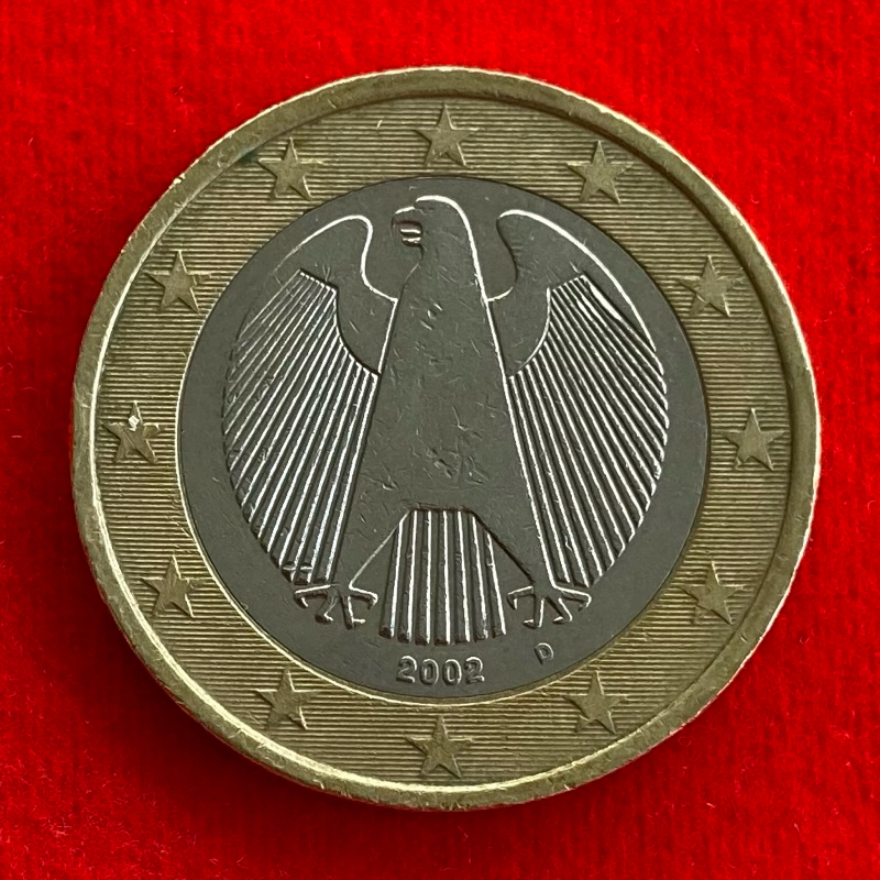 🇩🇪 เหรียญยูโร เยอรมัน Germany 1 euro ปี 2002 เหรียญต่างประเทศ