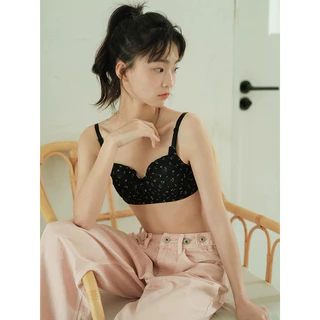 PrettyLady Shop（6900）ชุดชั้นในลายดอกไม้ ดันทรง ไม่มีโครงเหล็ก สำหรับผู้หญิง