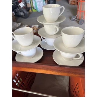 (10ชุด)(ขนาด8oz)(แก้ว10+จาน10)ชุดกาแฟพร้อมจานรองสีขาว ขนาด 250ml หรือ 8oz ออกใบกำกับภาษีได้