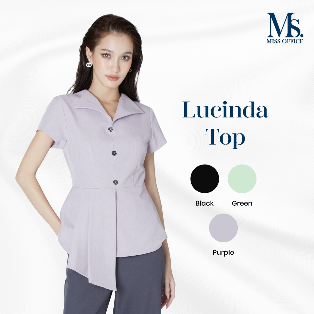 Miss Office เสื้อแขนสั้นปกเทเลอร์แต่งจีบเอว (MT-311)