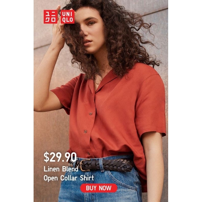 เสื้อเชิ้ตแขนสั้นยูนิโค่ทรงฮาวายลินินเบลน#uniqlo