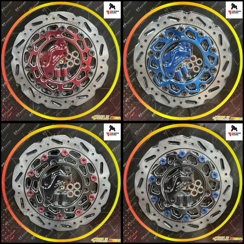 จาน89 Aerox/Nmax ขนาด270mm (จานขนาดใหญ่กว่าจานติดรถ)จานหน้าพร้อมขาจับ (โช๊คเเละปั๊มเดิมๆ) ยี่ห้อBoshi(หรือSPN)