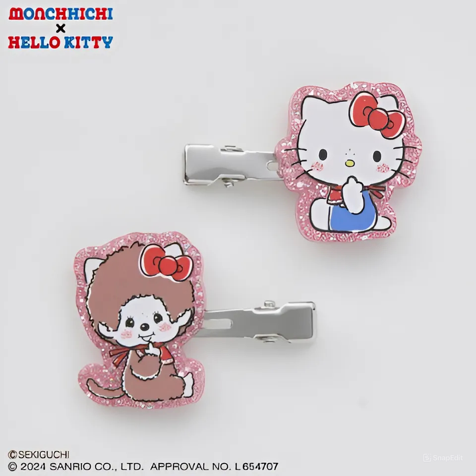 >พร้อมส่ง< พวงกุญแจ Monchhichi x Hello Kitty Sanrio แท้นำเข้าโดยตรง