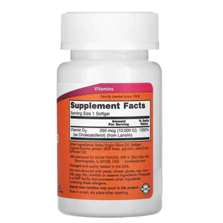 พร้อมส่ง Now Foods D3 วิตามินดี3 10000 iu 120 softgels