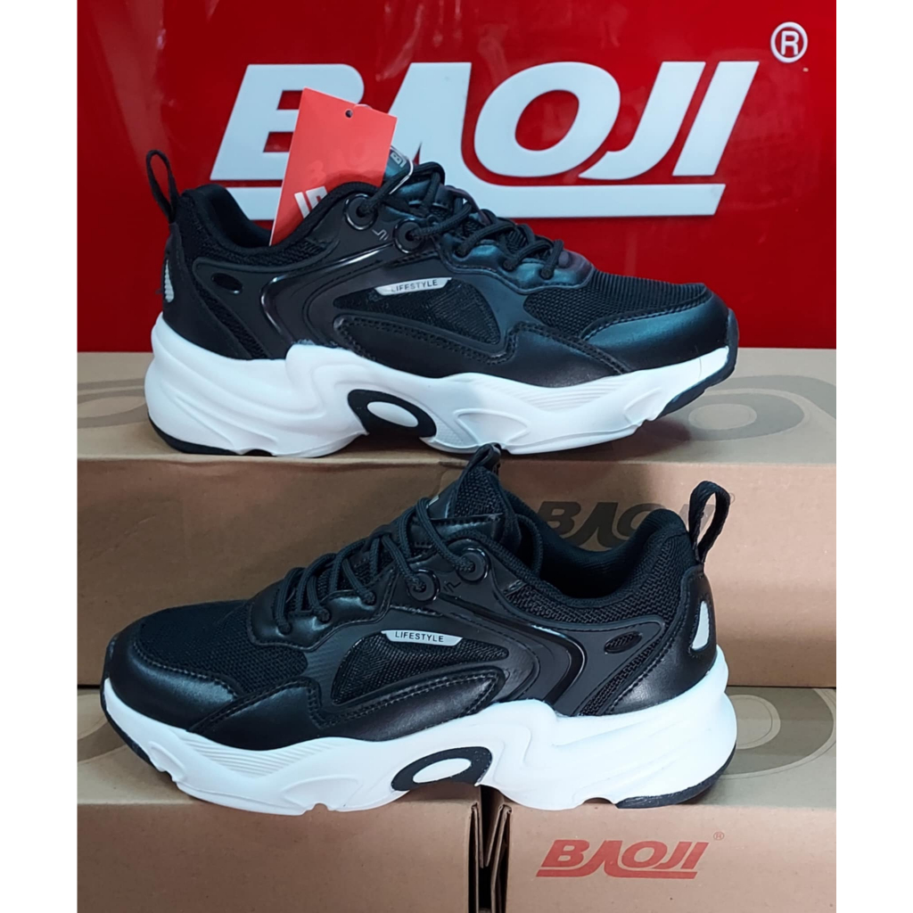 BAOJI บาโอจิ แท้100% รองเท้าผ้าใบผู้หญิง รุ่น BJW 1037 สีดำ/ขาวใส่ออกกำลังกายได้