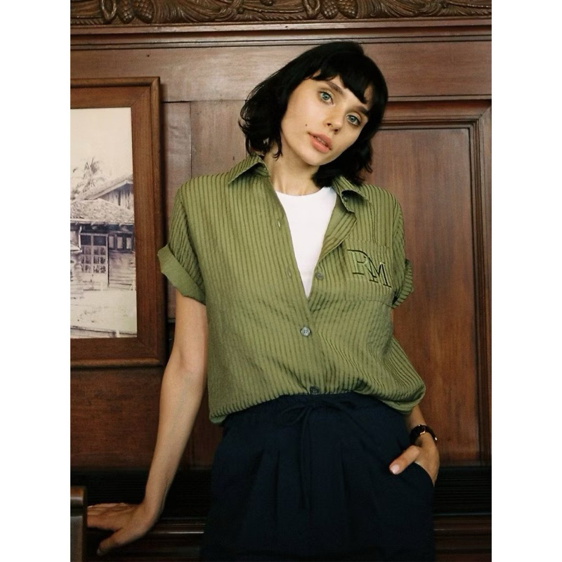 ส่งต่อเสื้อ RALLY RM IVY SHIRT - เชิ้ตปักโลโก้ RM (สีเขียวขี้ม้า) used