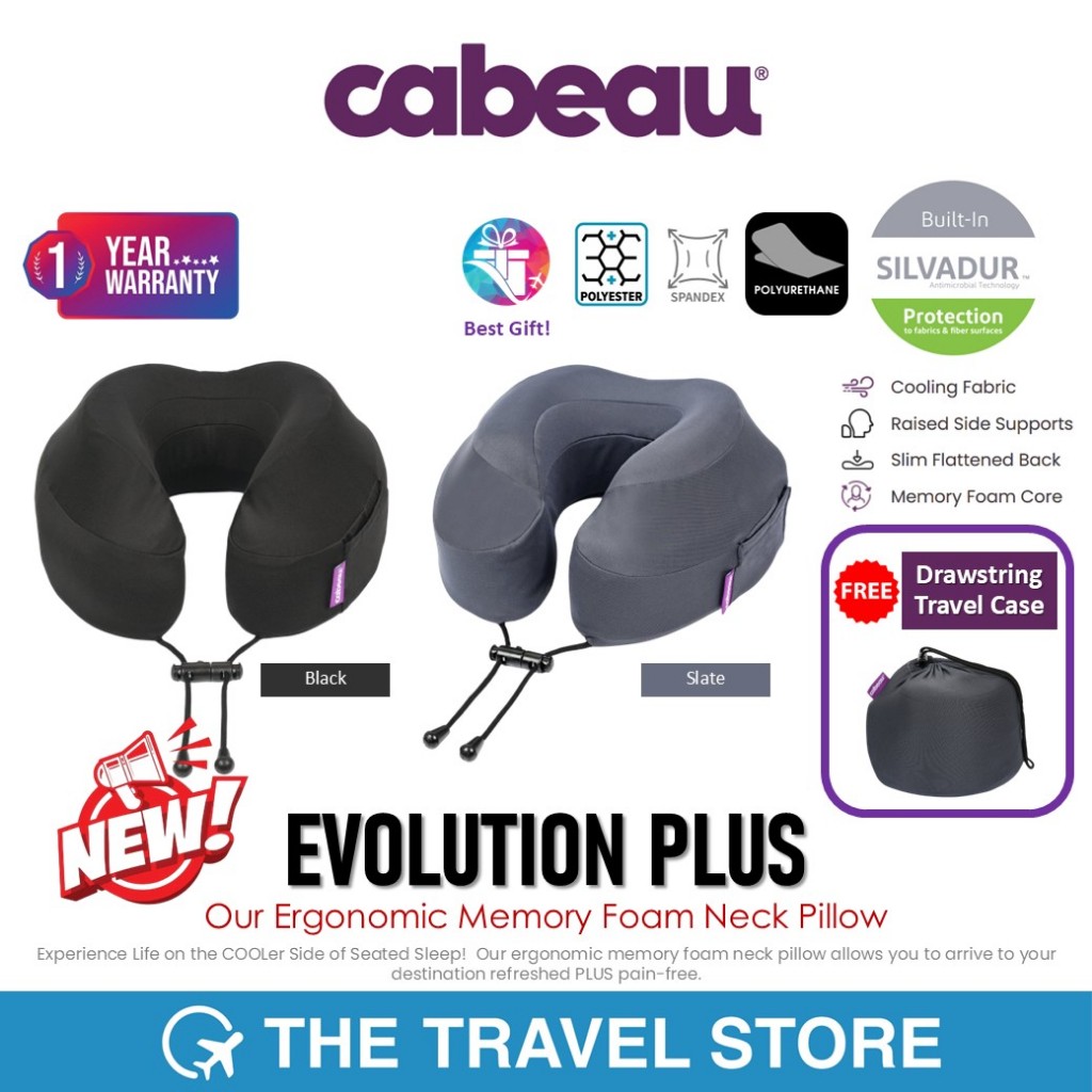 Cabeau EVOLUTION PLUS Memory Foam Neck Pillow หมอนรองคอ เนื้อผ้าหุ้ม Cooling Fabric มีรับประกัน 1 ปี
