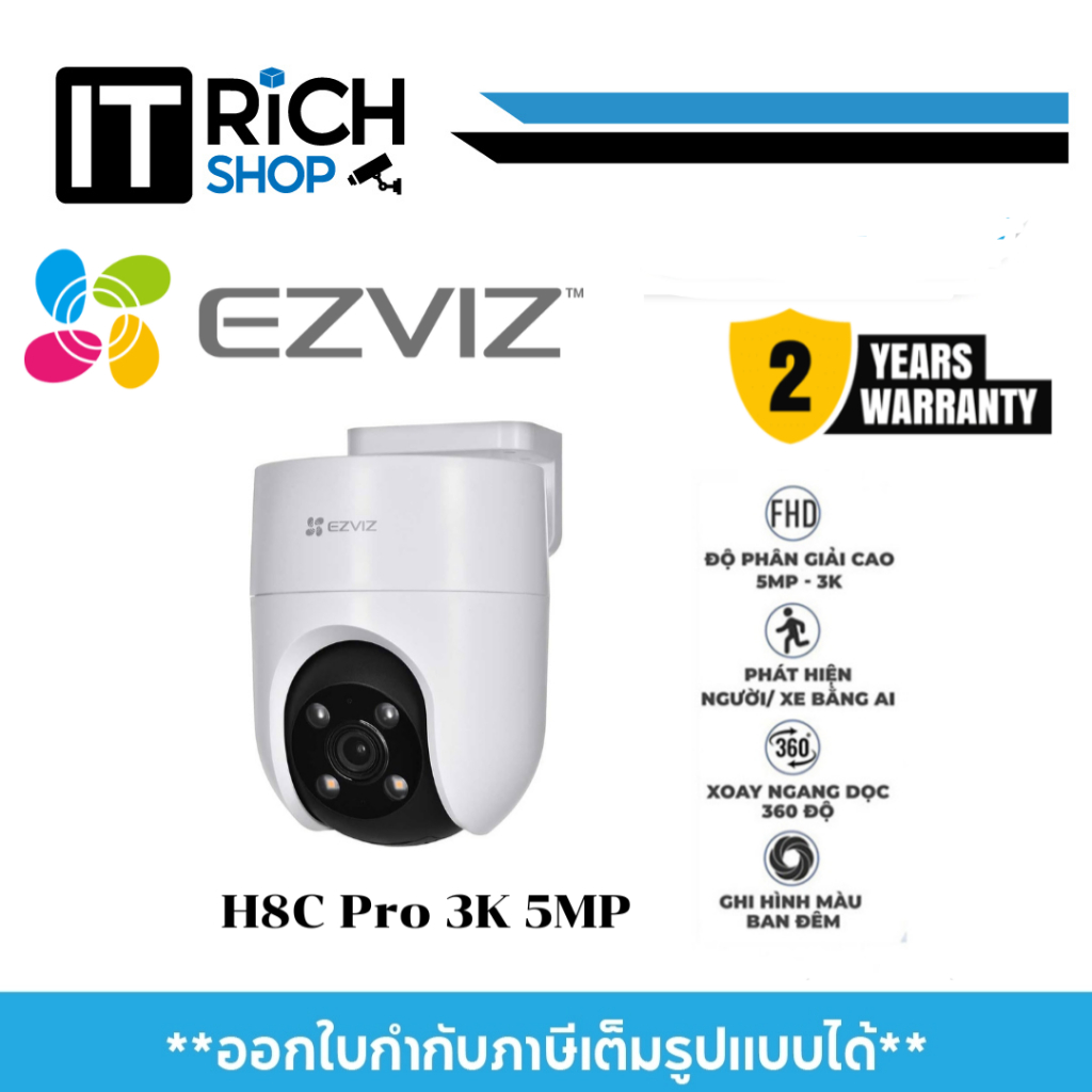 EZVIZ H8c Pro 3K CS-H8c-R200-1J5WKFL(4mm) กล้องวงจรปิดไร้สาย EZVIZ IP Camera 5MP Wi-Fi