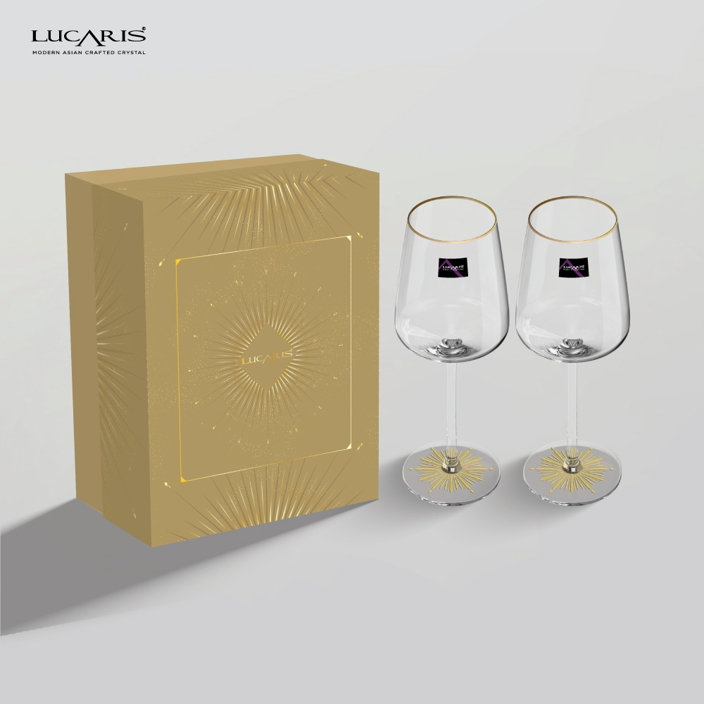 LUCARIS ชุดของขวัญแก้วไวน์ Mystic Gold Lumiere Red wine and White Wine (Set of 2)