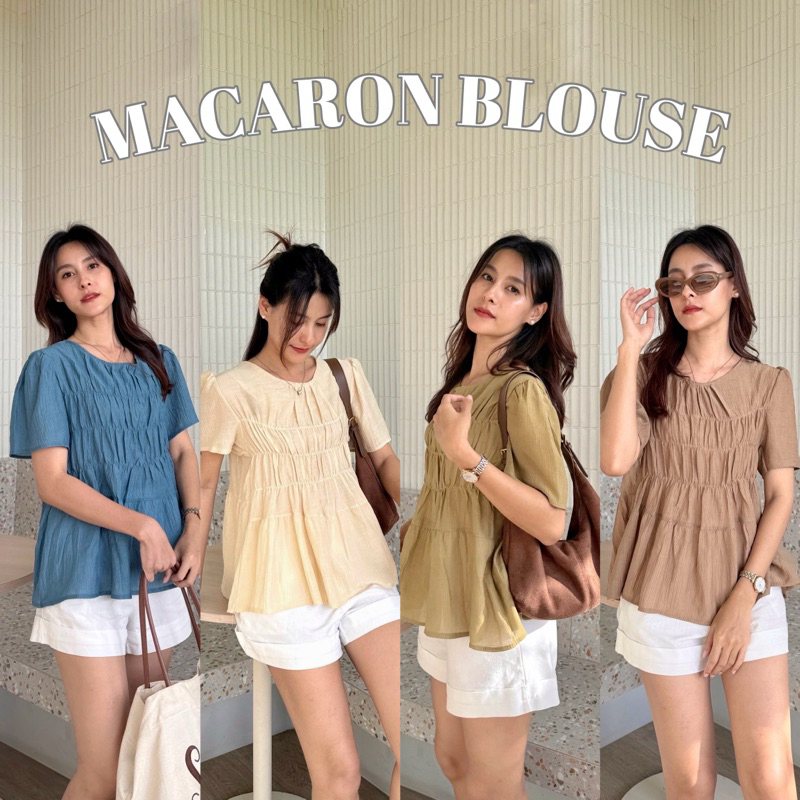 19JAN.STUDIO : MACARON BLOUSE เสื้อสไตล์เกาหลี ดีเทลจั้มอก ผ้าบางใส่สบาย