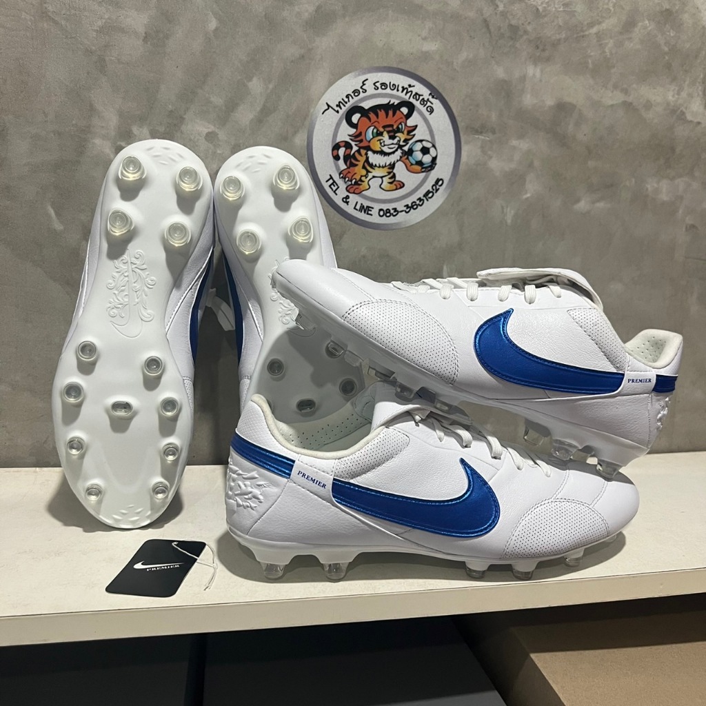 The Nike Premier III FG รองเท้าหนังจิงโจ้ สาย Classic รองเท้าฟุตบอล ไนกี้ ตัวท็อป ของแท้ มือ 1 สีขาวฟ้า ไม่เข้าไทย