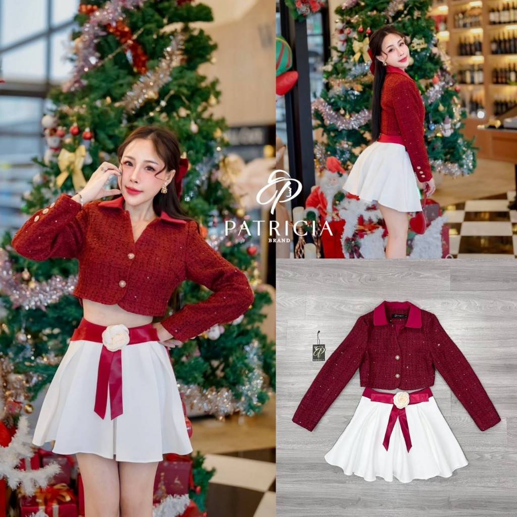 PATRICIA Set 3 ชิ้น เสื้อเเขนยาวทวิต+กระโปรง-(*สอบถามสต๊อกก่อนกดสั่งน๊า)
