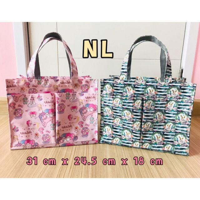 กระเป๋าผ้าเคลือบกันน้ำก้นกว้าง รุ่น NL กว้าง 12 นิ้ว สูง 10 นิ้ว หนา 7 นิ้ว (ก้นกว้าง)