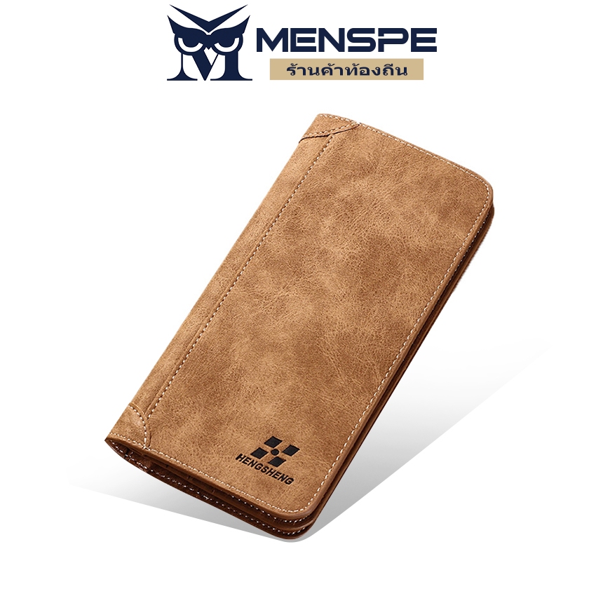 MENSPE กระเป๋าสตางค์ใบยาวชาย กระเป๋าสตางค์ใบยาว PU กระเป๋าสตางค์อเนกประสงค์ กระเป๋าใส่เหรียญหนัง