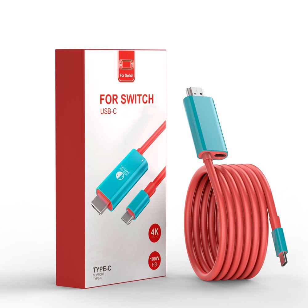 DOCK แบบพกพา Nintendo Switch USB C อแดปเตอร์ 2m รองรับการชาร์จ 100W PD สาย ที่จำเป็นสำหรับการเดินทาง
