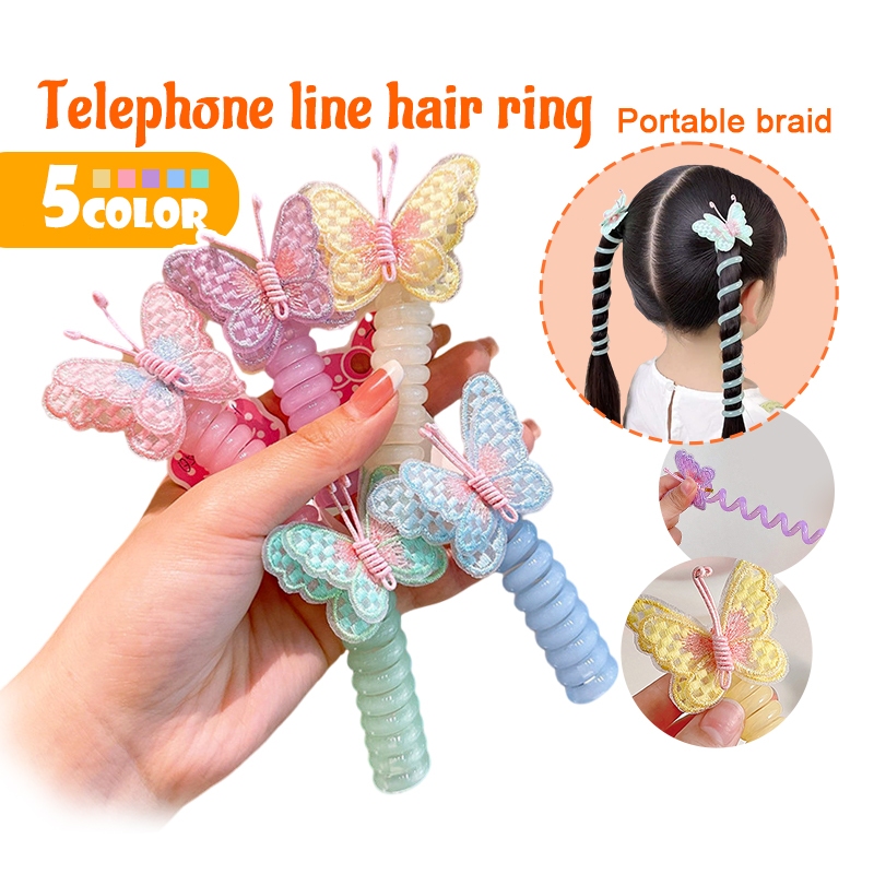 ยางมัดผมเด็ก ยางรัดผม ปักลายผีเสื้อน่ารัก สีแคนดี้ สไตล์เกาหลี สําหรับเด็ก