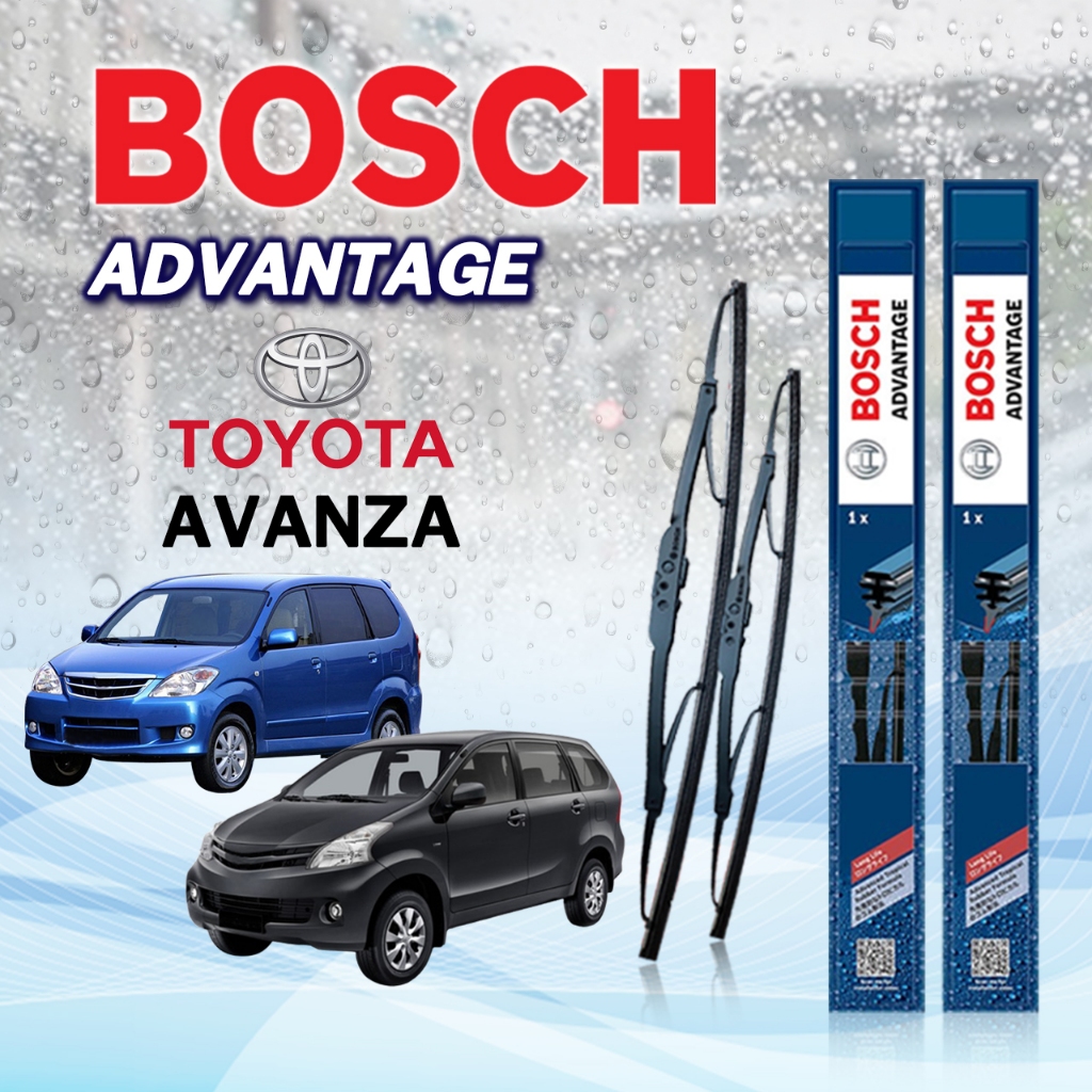 BOSCH ใบปัดน้ำฝน ก้านเหล็ก ( 2 ชิ้น ) TOYOTA AVANZA ปี 2004-2016 รุ่น ADVANTAGE โตโยต้า อเวนซ่า