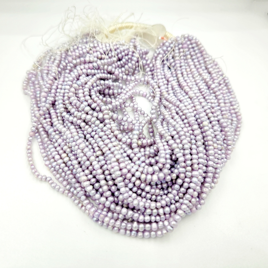 ลูกปัดมุกแท้ ลักษณะiทรงกลม Lavender Pearl ขนาด 4 mm - (LZ-0662)