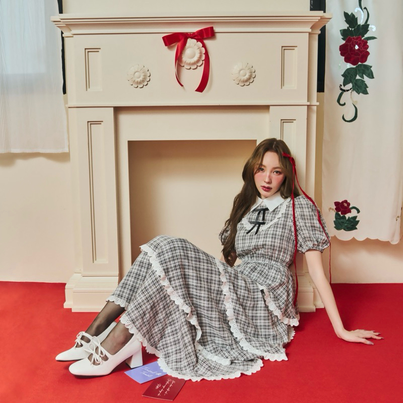 FLAT2112 : CRIMSON MAXI DRESS เดรสออกงาน ลายสก็อต แขนตุ๊กตา (FF0860) ราคา ถูกที่สุด ดีลบีเคเค แกลเลอรีภาพที่ 6