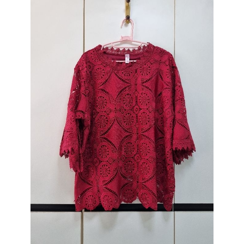 2nd An An An An เสื้อผ้าลูกไม้อย่างดี สีแดง สวย