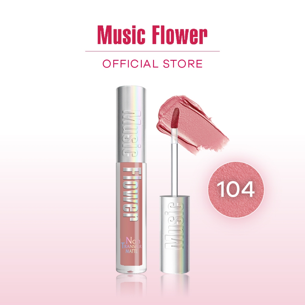 [Music Flower] Non transfer Matte ลิปแมท ลิปสติกติดทนนาน Amber Tea Brown