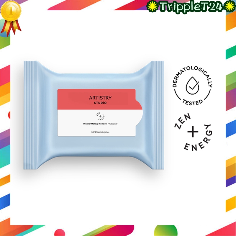 Amway อาร์ทิสทรี สตูดิโอ ไมเซล่า เมคอัพ รีมูฟเวอร์ + คลีนเซอร์ แผ่นเช็ดทำความสะอาดเครื่องสำอาง ✅ของแ