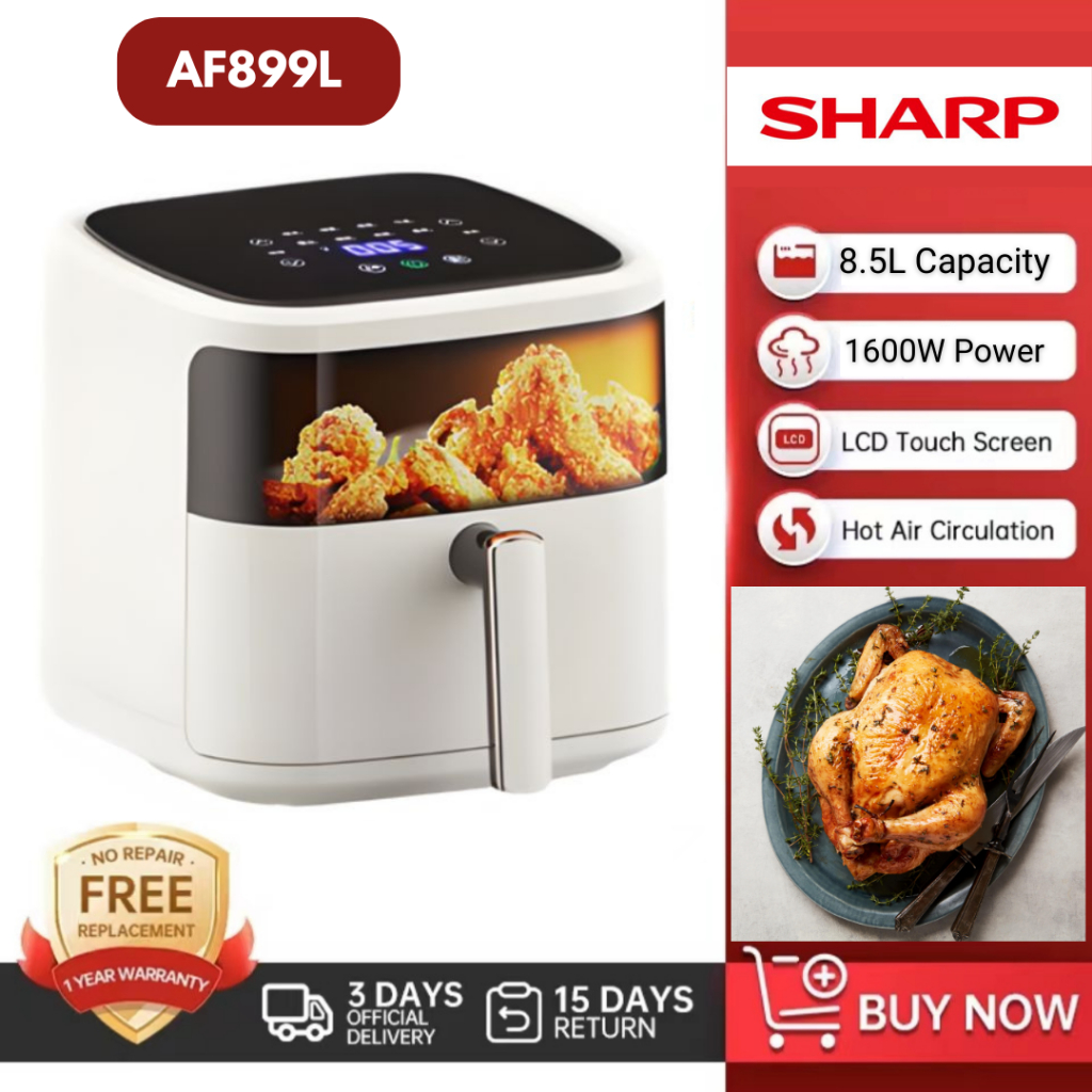 SHARP Air Fryer AF899L หม้อทอดอากาศ 8L ควบคุมอุณหภูมิของหม้อทอดไร้น้ำมัน หม้อทอดไร้น