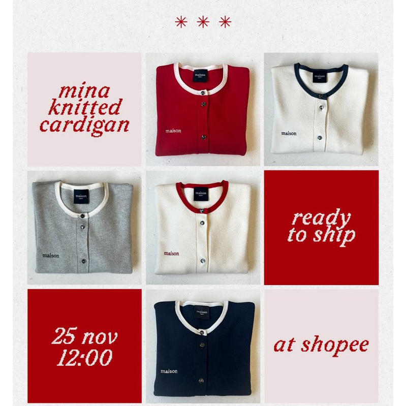 Code Fashion & code VDO ลด 30 % พร้อมส่ง New in pack! maison KEEPS | Mina Knitted Cardigan เสื้อคาร์ดิแกน ไหมพรม
