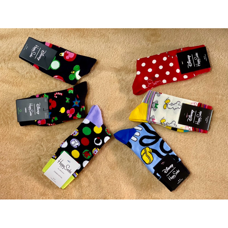 ถุงเท้าข้อยาวมิกกี้เมาส์ คริสต์มาส happy sock Mickey Mouse Christmas collection