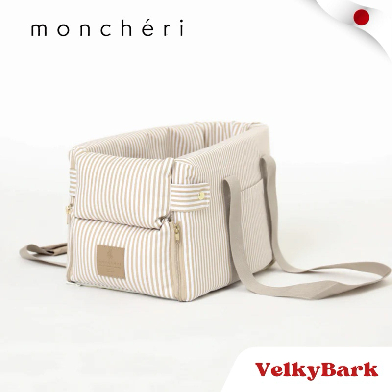 VELKYBARK [พร้อมส่ง] Moncheri🇯🇵 คาร์ซีท กระเป๋า สำหรับสัตว์เลี้ยง 2 in 1 Stripe Drive Center Pet Bed