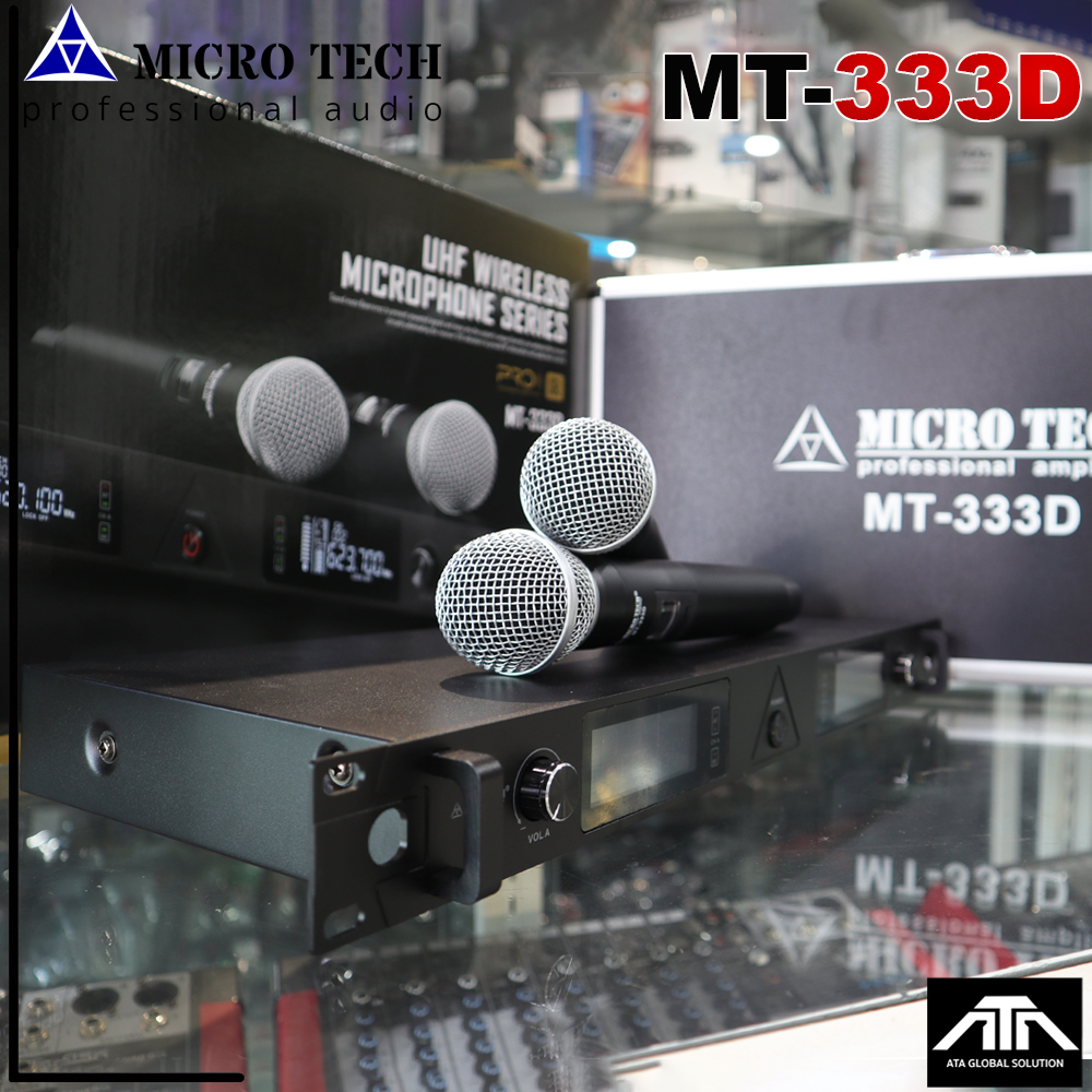 ไมโครโฟนไร้สาย Microtech MT - 333D ไมค์ลอย ไมโครเทค มีเสาหน้า ฟรี กันกลิ้ง ปรับความถี่ได้ เสียงดีราคาถูก