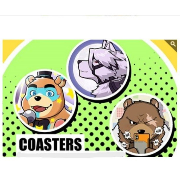 (สินค้ามือหนึ่ง) ที่รองแก้วลายการ์ตูน ประเภท Kemono / Furry (Berry19) - Freddy & Von Lycaon & Big Ben Coasters