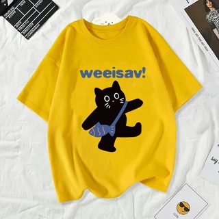 เสื้อยืดผู้หญิงแฟชั่นสาวลายการ์ตูนน่ารักฤดูร้อนเสื้อผ้าแฟชั่นส่วนเกาหลีสวมใส่สบายมาก#A163