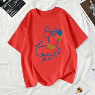 เสื้อยืดผู้หญิงแฟชั่นสาวลายการ์ตูนน่ารักฤดูร้อนเสื้อผ้าแฟชั่นส่วนเกาหลีสวมใส่สบายมาก#A169