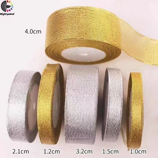ริบบิ้นสีทองสีเงินแฮนด์เมด Diy สําหรับตกแต่งงานหัตถกรรม Bow Craft Ribbon Cardมีหลายขนาด(25 หลา / ม้วน)