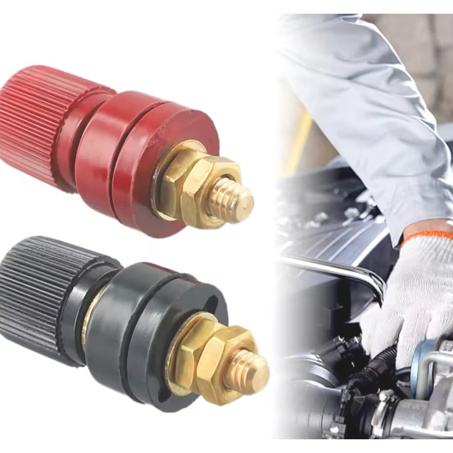 ขั้วแบต ขั้วต่อเทอร์มินัล ขั่วต่อแบต Stud Terminal ขนาด M6 สีดำ แดง Terminal Block ทองแดงบริสุทธิ์ M6