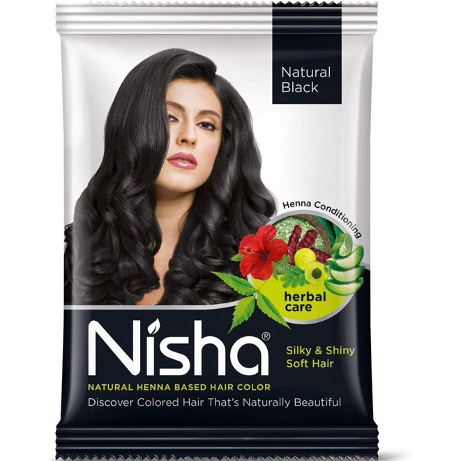 Henna Based Black/ เฮนน่าย้อมผม/ Nisha Natural Black Hair Color/ 25 g/ อินเดียแท้ พร้อมส่ง