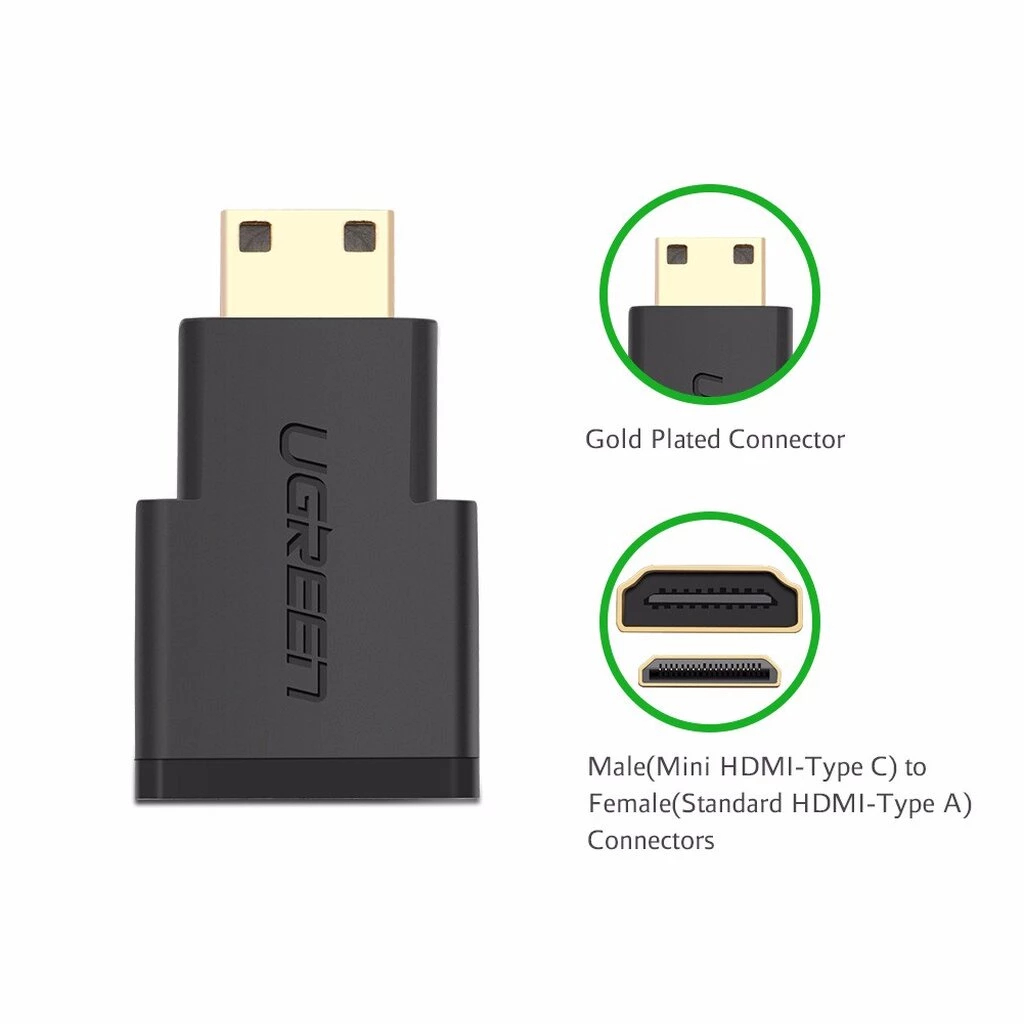 Ugreen 20101 Mini HDMI Male to HDMI Female Adapter (ราคาต่อ1ชิ้น)