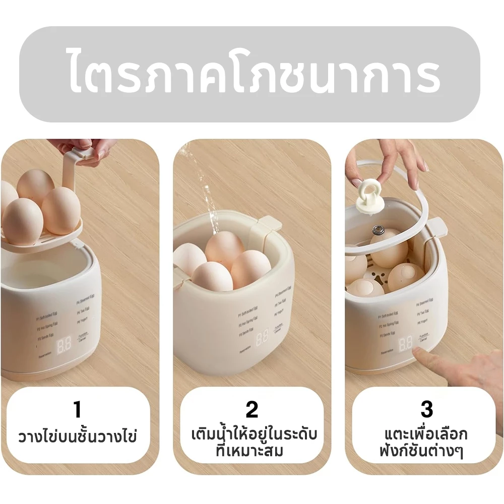 Yotex เครื่องต้มไข่ เครื่องต้มไข่มัลติฟังก์ชั่น จองอย่างชาญฉลาด มี 6 โหมด หน้าจอสัมผัส เครื่องต้มไข่ เครื่องต้มไข่อัตโนม thumbnail 4
