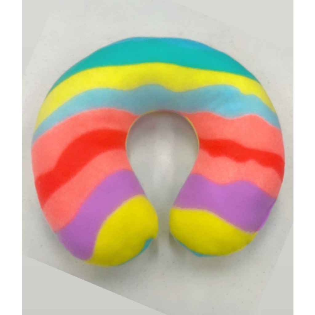 สีรุ้ง หมอนรองคอ รุ่นไม่มีกระดุม ทรงตัวยู  พกพาสะดวก ใยสังเคราะห์โพลีเอสเตอร์ โรงงานผลิตเอง ราคาขายส่ง