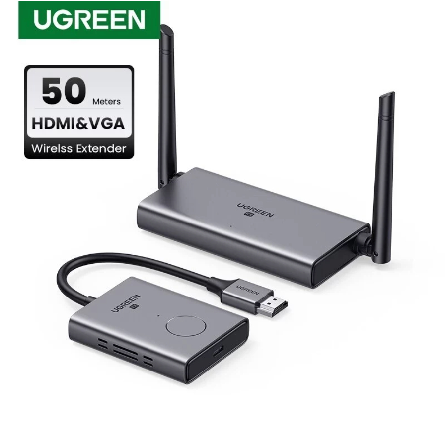 UGREEN HDMI Wireless Extender ระยะไกล 50 เมตร 1080P รองรับจอภาพเเบบ HDMI&VGA รุ่น CM506 (50633)