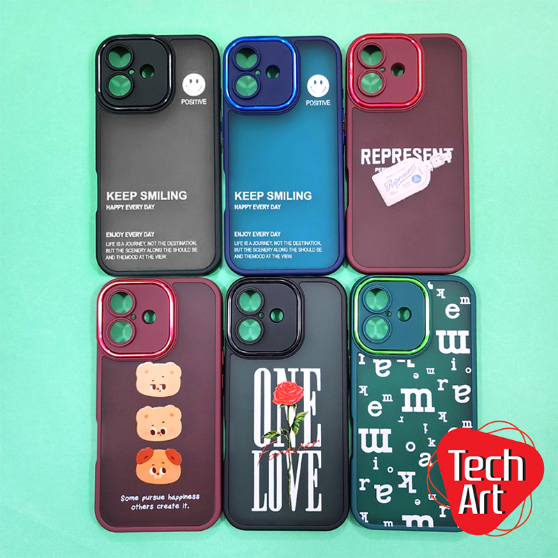 เคสขอบสีหลังขุ่นกันเลนส์กล้อง i11 16 16 Pro Max Sa A06 A15 A55(5G) VivoY11/Y12/Y15/Y17 Y20/Y20s/Y12s