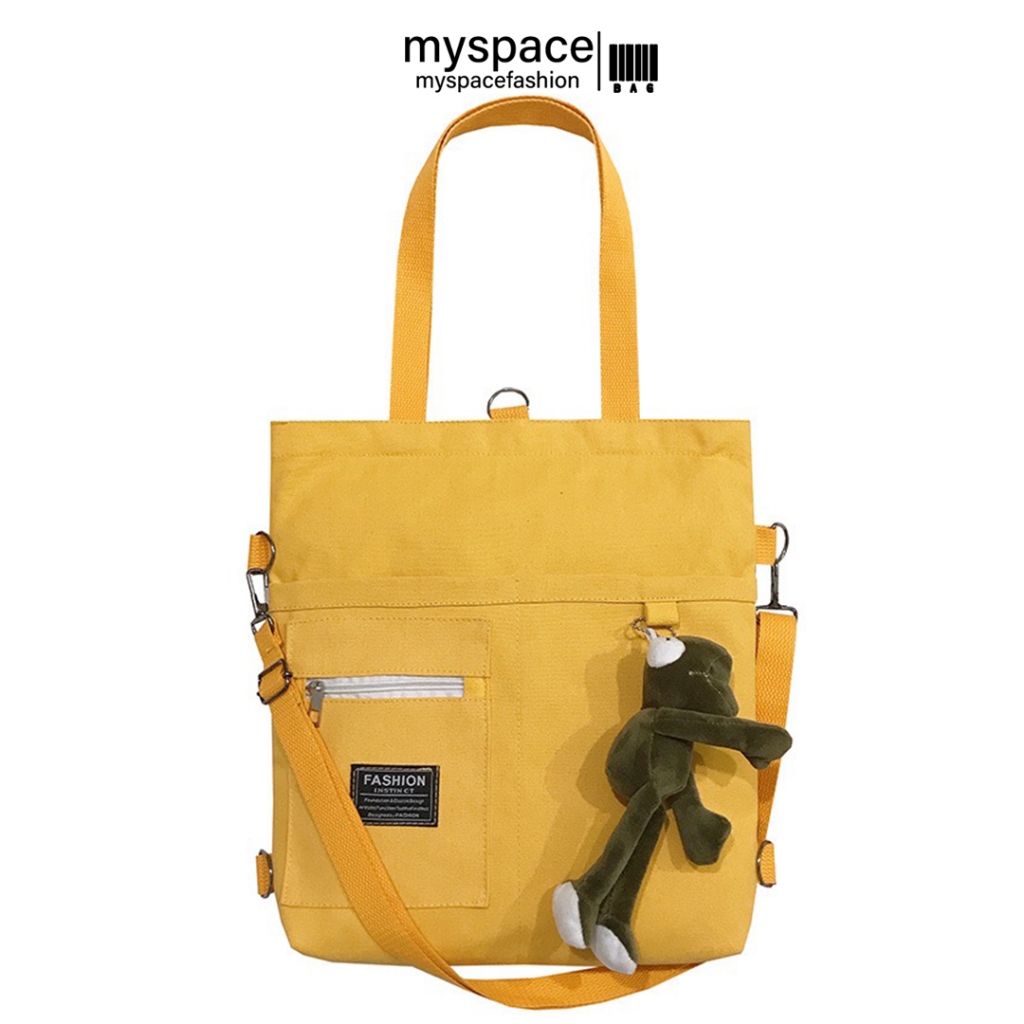 myspacefashion(MY1301)กระเป๋าสะพายผ้า สะพายข้างผ้าแคนวาส