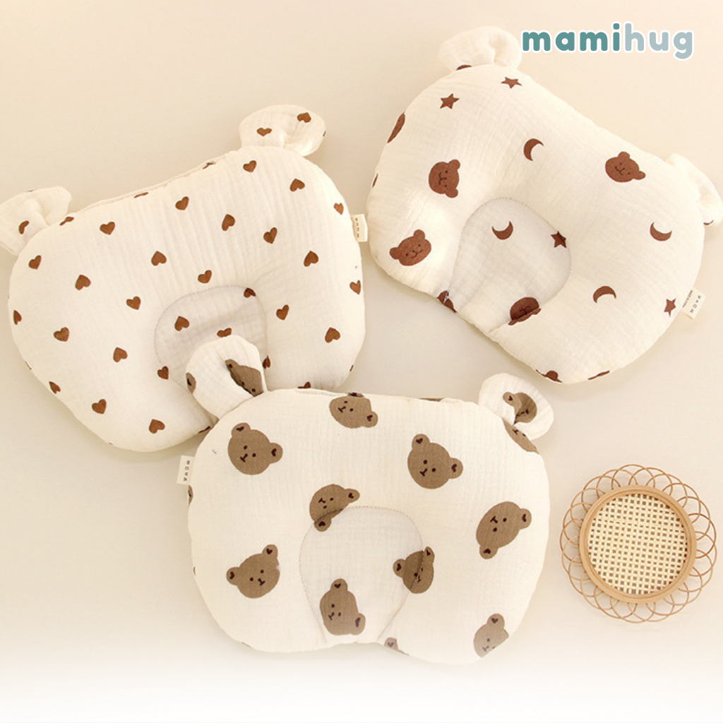 mamihug หมอนหลุม หมอนหัวทุย สำหรับเด็กแรกเกิด ทำจากผ้าฝ้าย สุดนุ่ม